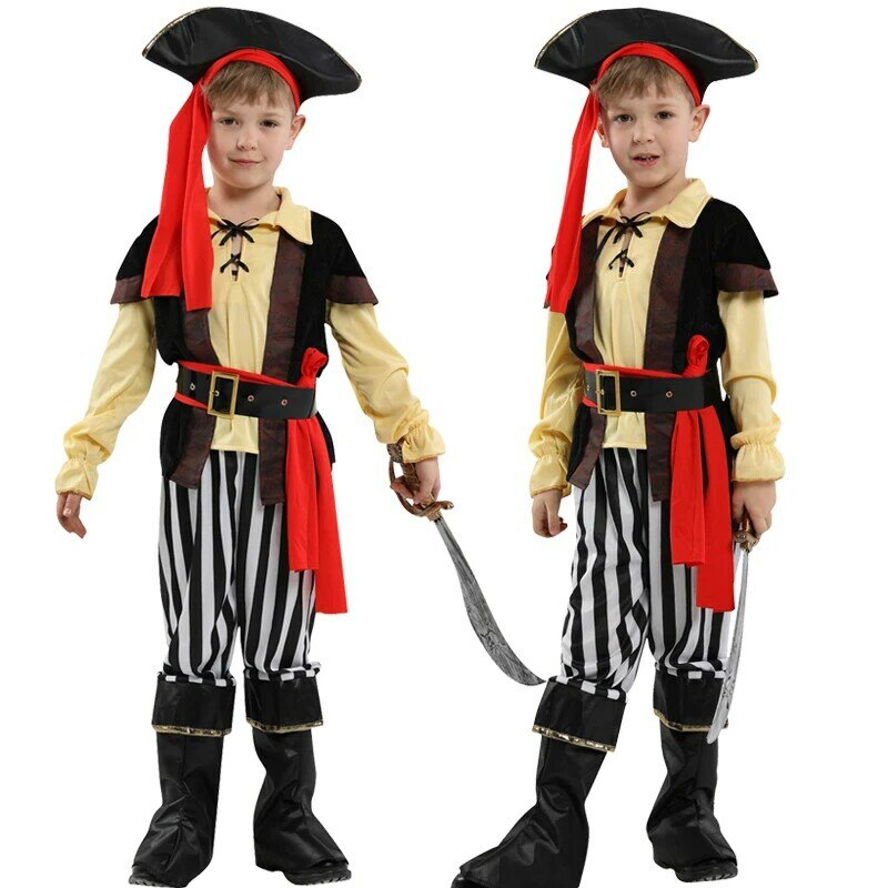 Disfraz de pirata de Halloween para niño, disfraz de capitán Cos, para fiesta de carnaval, actuación en escenario