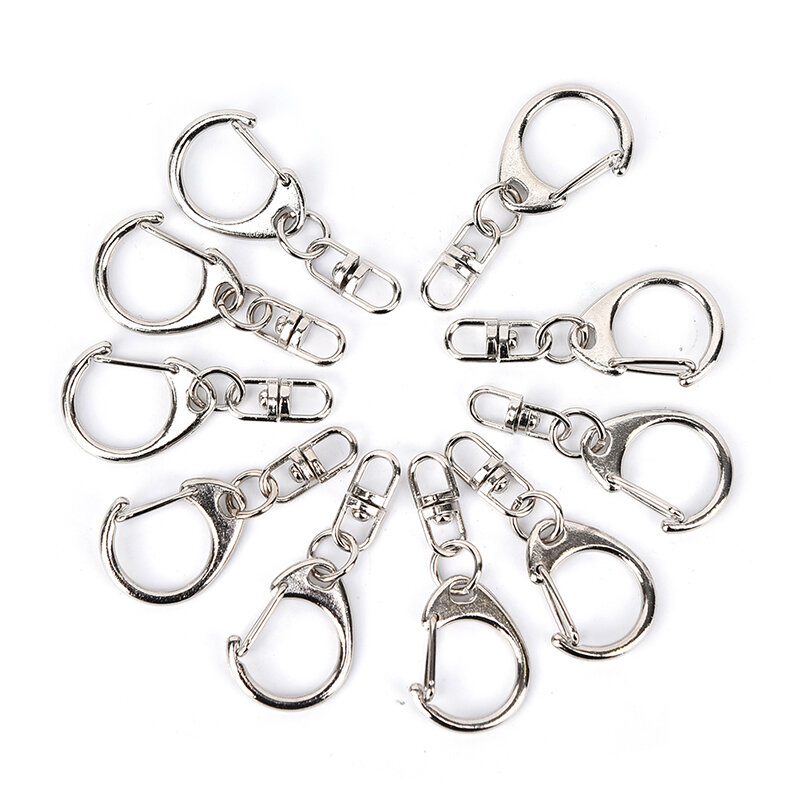10pcs DIY Polished   Keyring Keychain Split Ring Short Chain Key Rings Metal Swivel Clasp Hooks Jewellery Making Parts Bag Charm