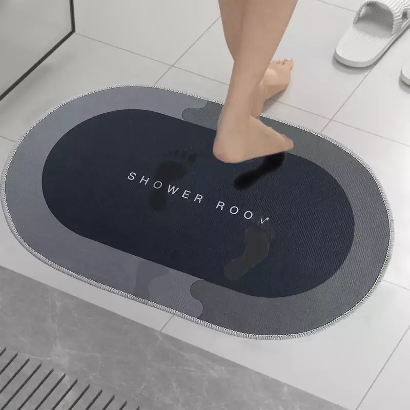 BGZLEU-Tapis de sol HOFloor super absorbant, lea de douche pour devant de la baignoire, salle de douche (16x24 po) (noir)