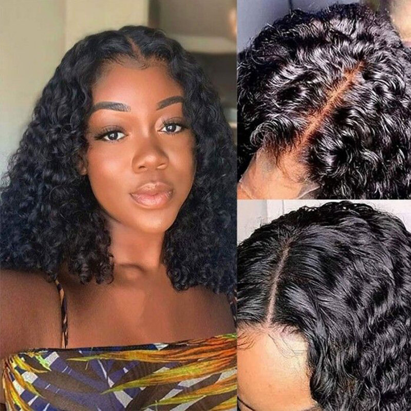 Short Bob Hair Wig Human Hair 13x4 Lace Frontal Human Hair For Women Brazilian Curly Human Hair Wig Water Wave Lace Front Wigs