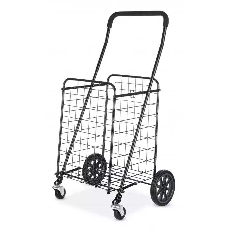 Carrito rodante de acero ajustable para ensamblar, carrito de ruedas de 21,5x19,5x38,4 x de largo, color negro