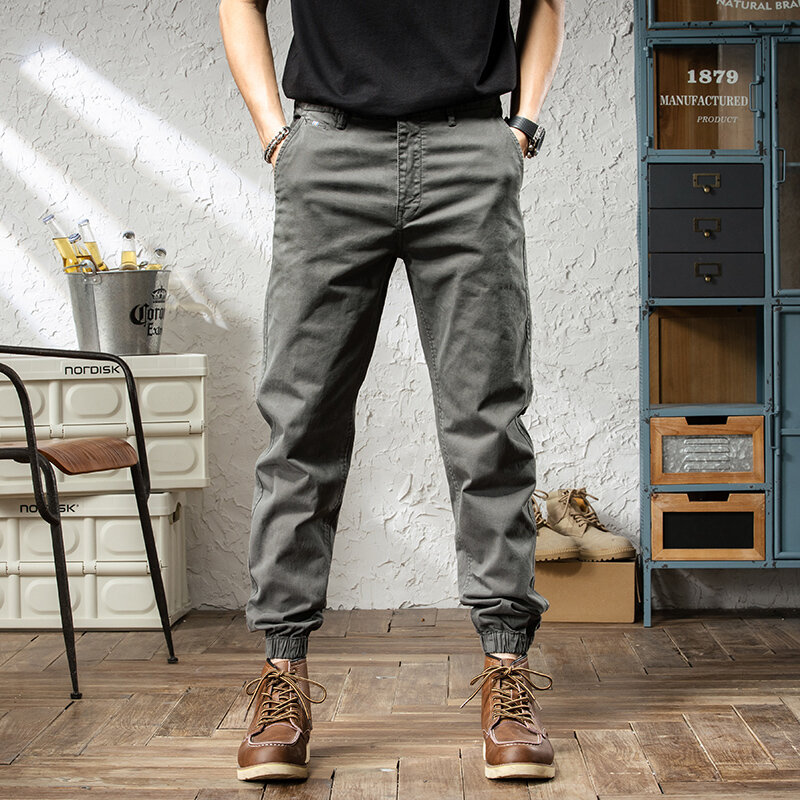Pantalones vaqueros de diseño de moda para Hombre, Pantalón Cargo informal Simple y elástico, estilo coreano, Hip Hop, para correr, pantalones de ocio