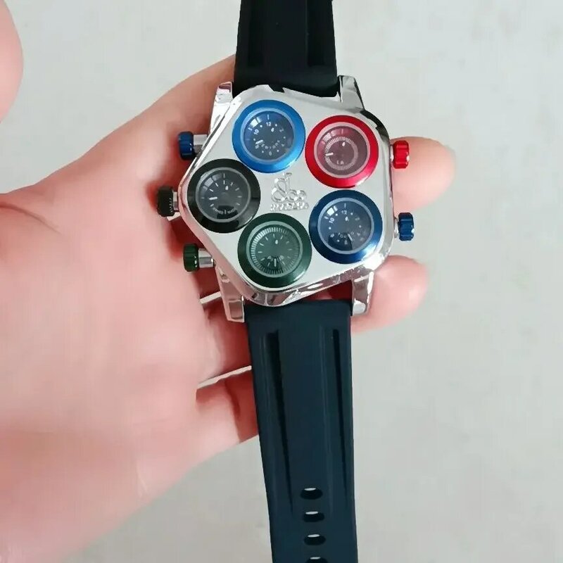 Multi-Time Zone Quartz Large Plate Couple Internet Celebrity Silicone Band Boys and Girls Watch Fashion Trend