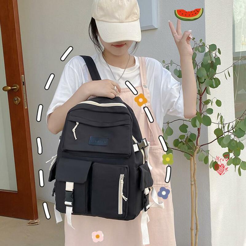 Женский легкий холщовый рюкзак макарон, вместительный школьный ранец для студентов, повседневное путешествие для женщин