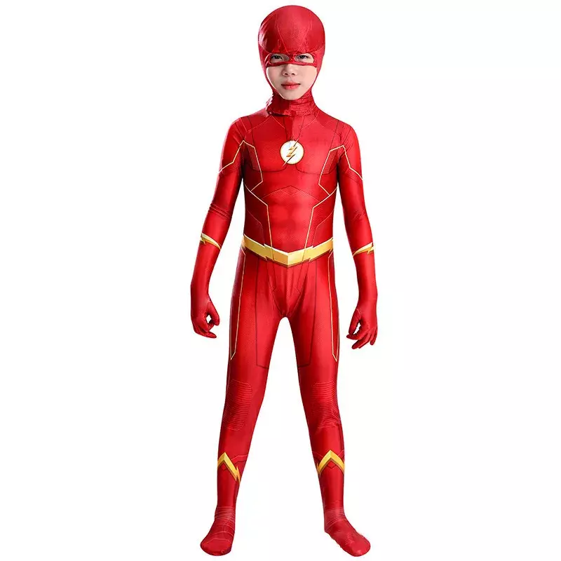 Детский маскарадный костюм для мальчиков Flash Man, маскарадный костюм на Новый год и карнавал с головным убором