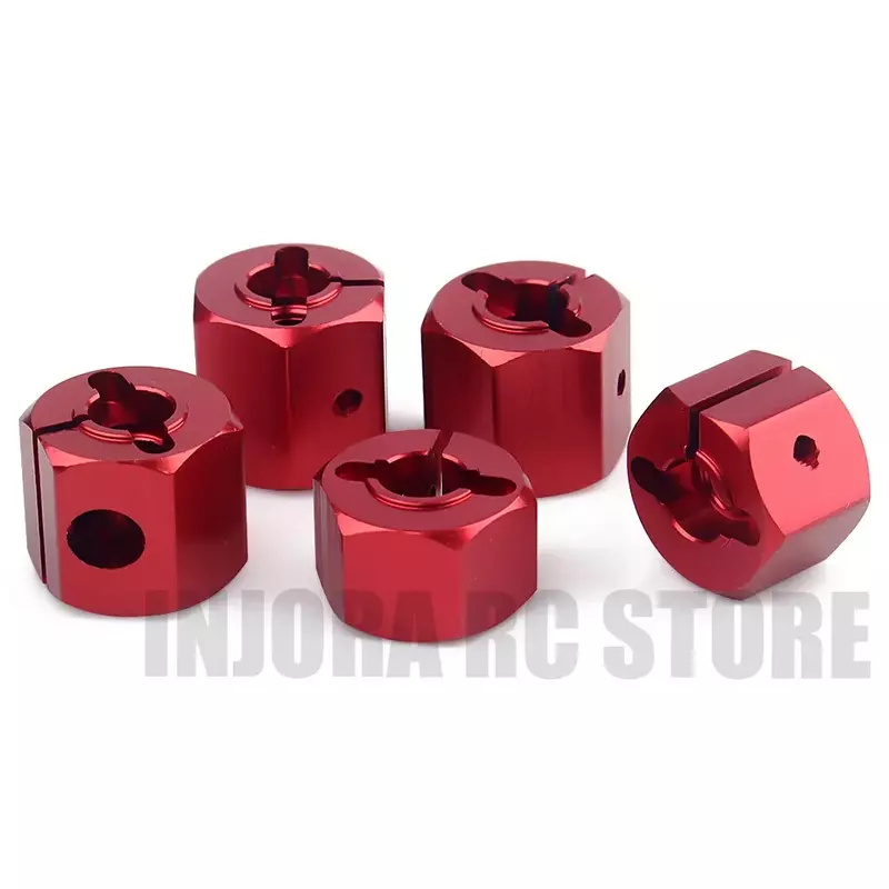 4PCS/Set Metal 12MM Wheel Hex Red/Black Hub for Axial SCX10 90046 UTB18 1:10 RC Crawler 7/8/10/11/12 Thickness