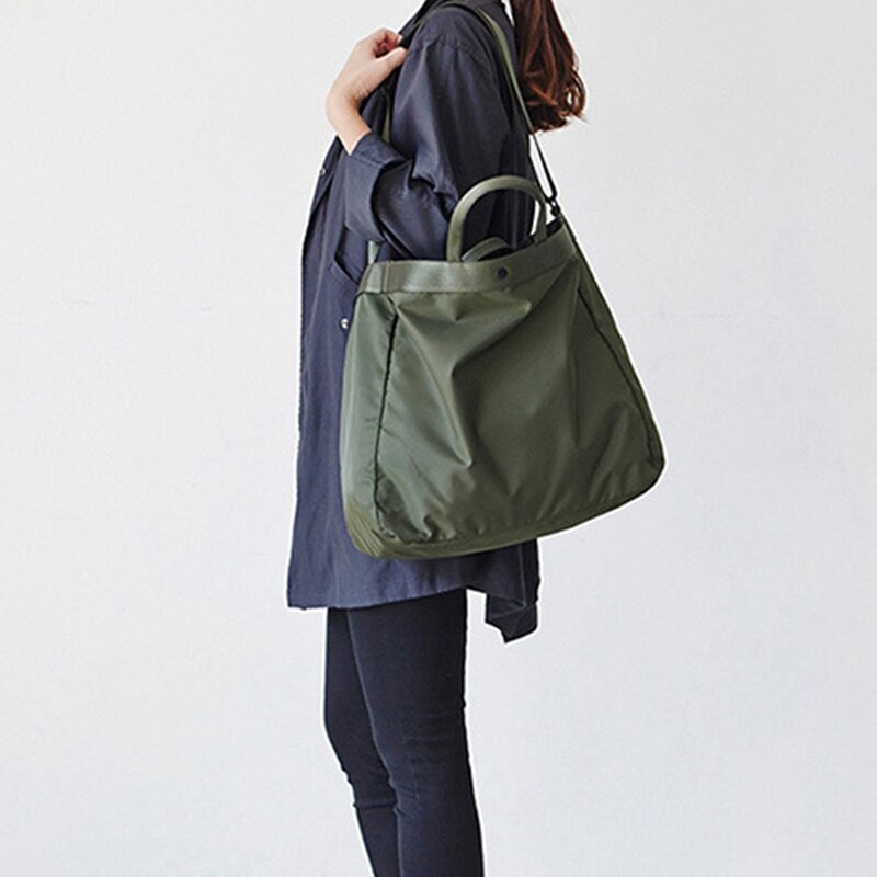 2X Nylon Portable Shoulder Bag For Travel Outdoor Sports,Waterproof Handbag,Vintage Casual Large Tote Bags For Men,Green