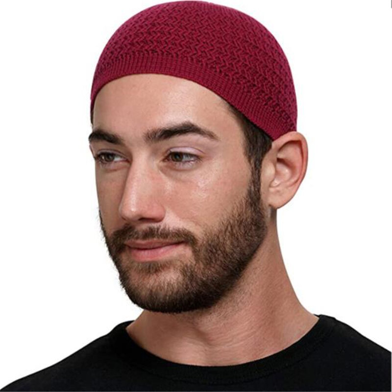 ユニセックスニットのイスラム教徒の祈りの帽子,男性の赤ちゃんのための体の帽子,イスラムのラマダン,暖かい,男性のラップヘッドキャップ,ユニセックス,1個