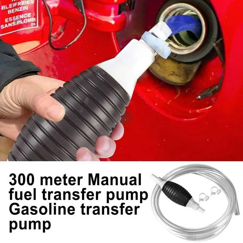 Transmissão manual Fluid Transfer Pump, Sifão bomba para balde, PVC durável, Sifão mangueiras, 2 clipes de mangueira