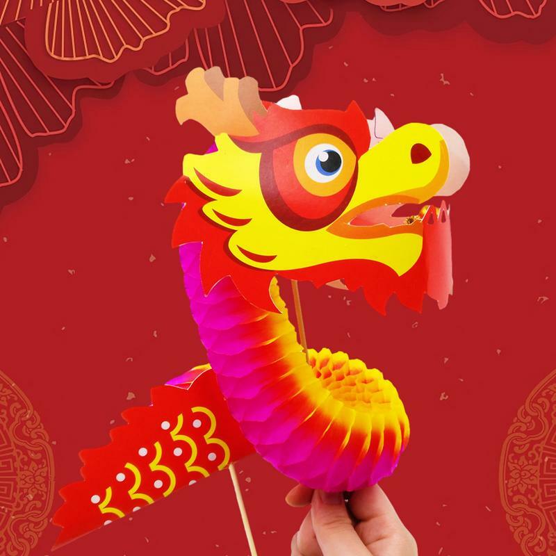 Mainan naga Cina Tahun Baru buatan tangan naga kertas karangan bunga Naga Tahun Baru hadiah naga multifungsi Tahun Naga