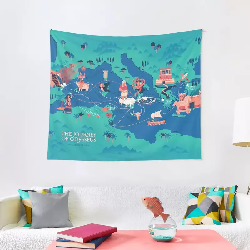 Odyssey Map-perjalanan dari Odysseus permadani dekorasi ruangan estetik Nordic dekorasi rumah kamar permadani