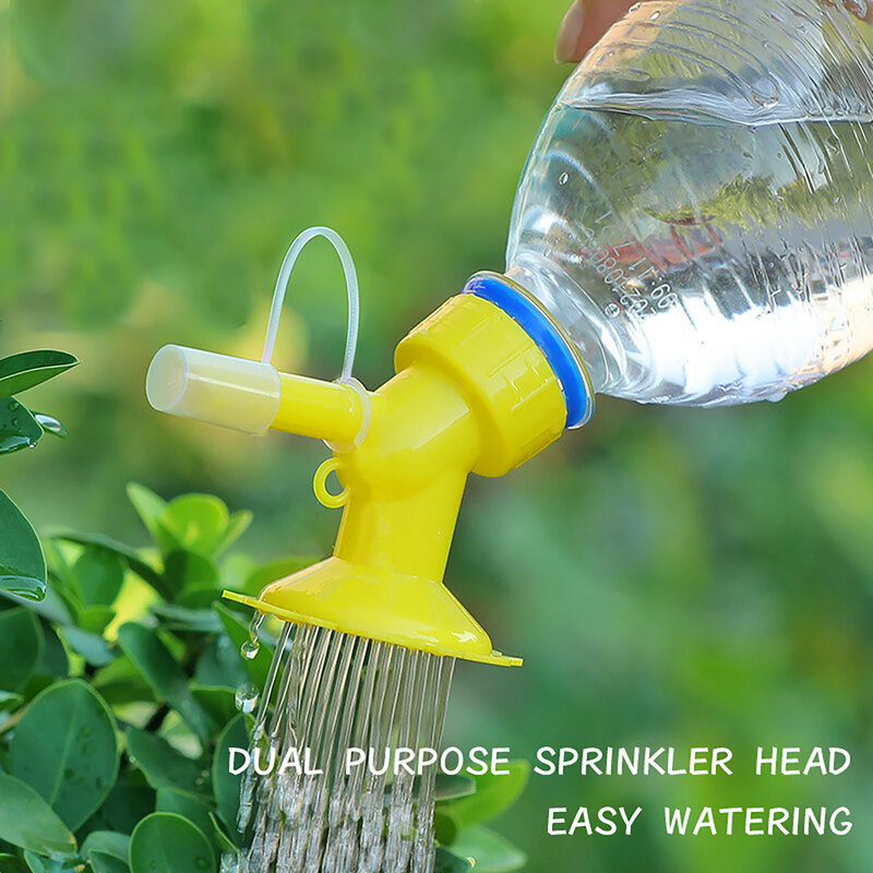 2 In 1 Bottle Cap Sprinkler Dual Nozzle Watering Spout Double Bottle Head Can Watering Nozzle Bonsai Garden Mini Irrigation Tool