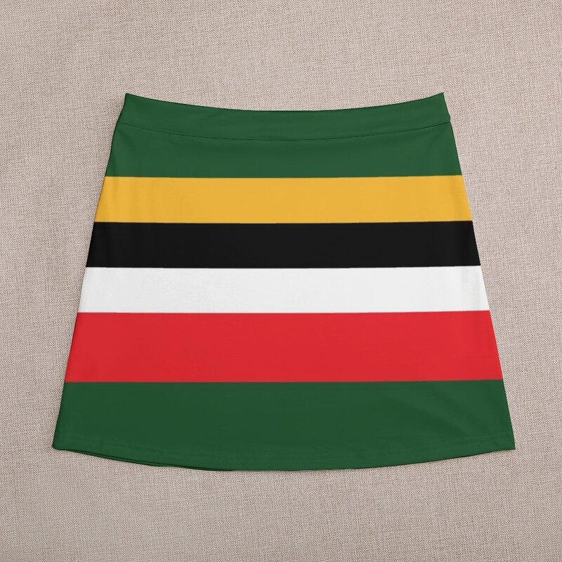Dominica-Mini saia feminina elegante, roupas femininas, cor bloco, cores nacionais