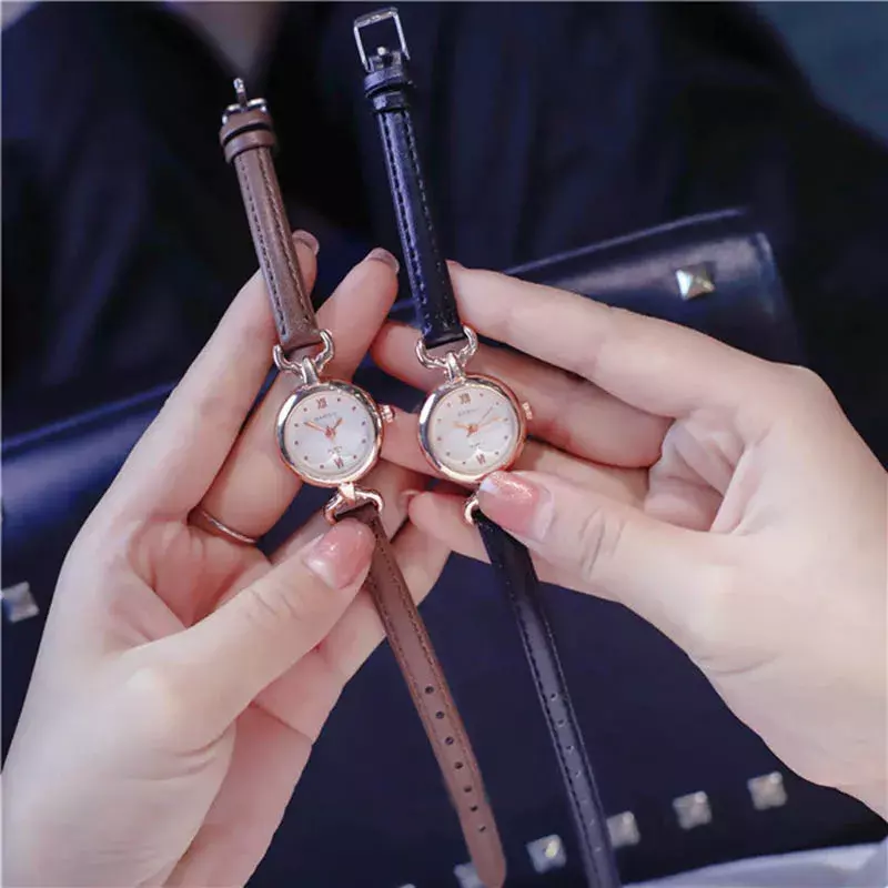 Women Fashion Quartz Wrist Watches Girl Women watch Simple Quartz Wrist Watch PU Leather Strap Mini Thin Dial Watches H9