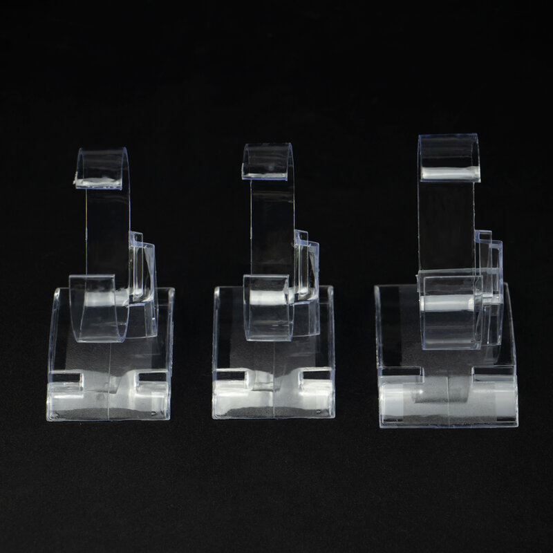 Estante de exhibición de plástico en forma de C, soporte de almacenamiento de pulseras, pulsera transparente, soporte de exhibición de relojes, organizador de joyas, 1 piezas