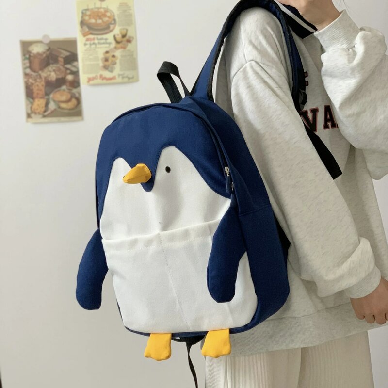Mochila personalizada con diseño de pingüino pequeño para niño y niña, bolsa bonita para estudiantes con nombre personalizado