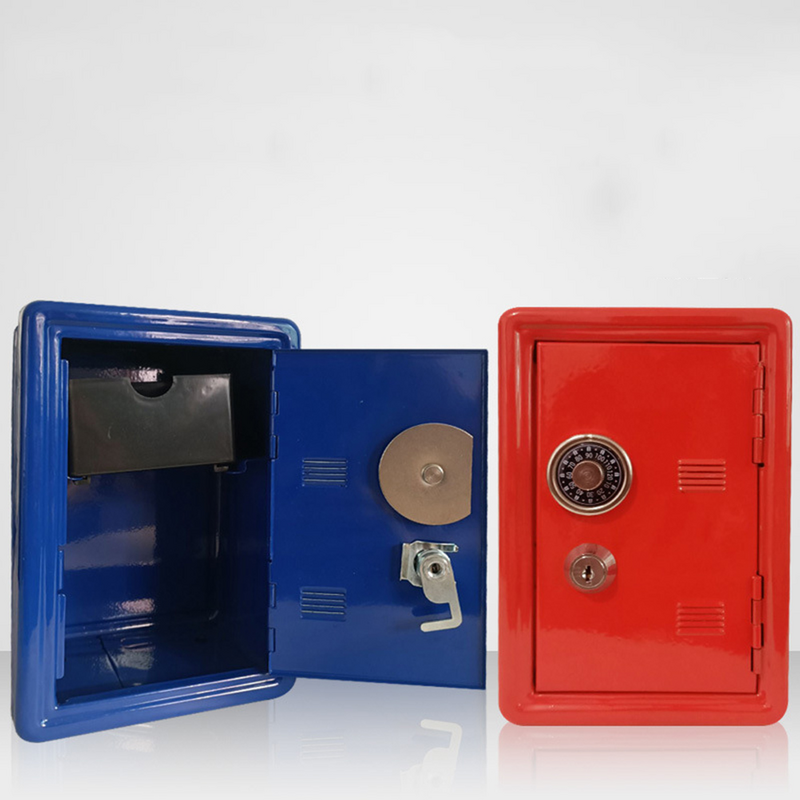 Caja fuerte de seguridad de tamaño Mini, hucha de hierro creativa, pequeña caja de Metal para efectivo, cambio portátil