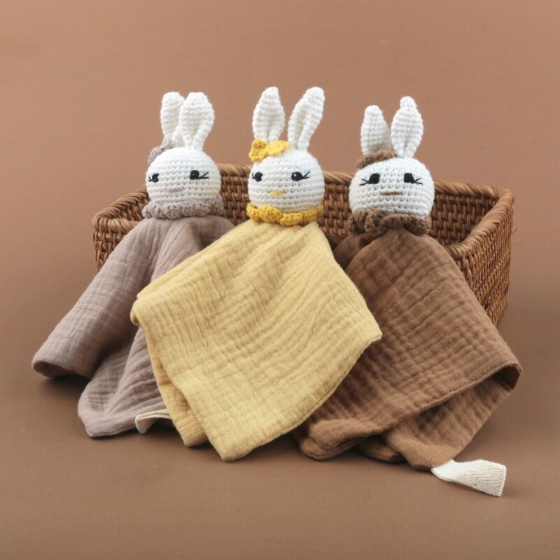 Infant Soother Bib Mood Appease Bib Knitted Animal Security Blanket Small Towel G99C