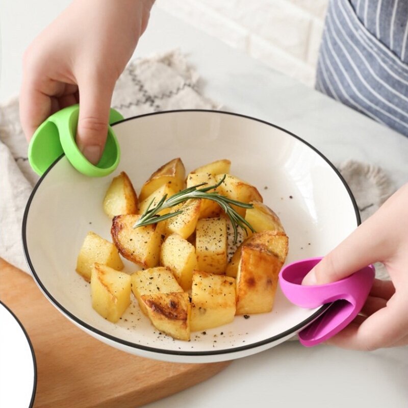 전자 레인지 벙어리 장갑 실리콘 거치대, 편리한 절연 장갑, 손가락 미끄럼 방지 클립, 똑똑한 요리 도구 보호, 2 개
