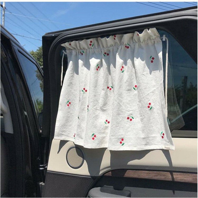 카와이 만화 아기 자동차 커튼 자수 어린이 햇빛 보호 차양 창 커튼, 아이용 UV 보호