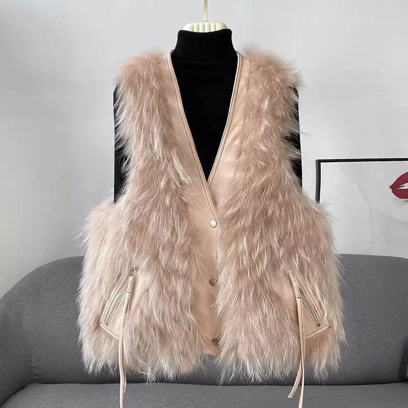 Осенне-зимний меховой жилет, Женское пальто, короткий приталенный топ из искусственного лисьего меха