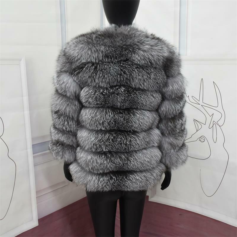 여성용 천연 리얼 모피 재킷, 겨울 겉옷, 실버 블루 폭스 코트, 고품질 모피 의류, 신제품