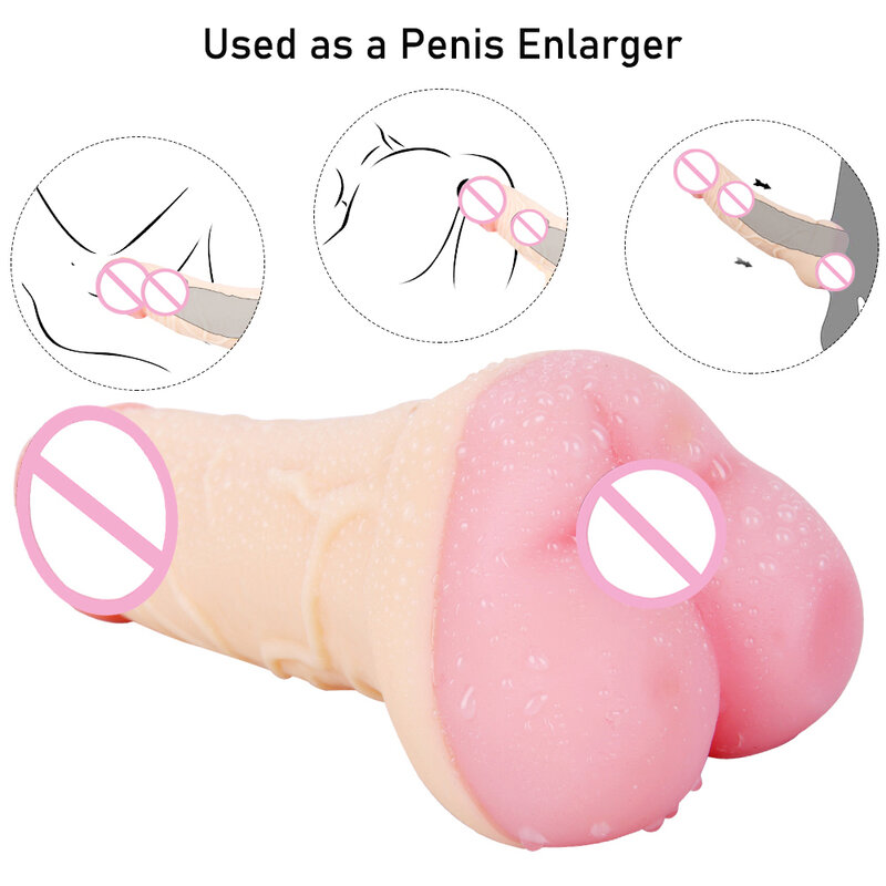2 in 1 realistische Muschi mit echten großen Penis Vergrößerung ärmel Vagina Anus Masturbation Sexspielzeug für Männer Frauen Erwachsene erotische Lieferungen