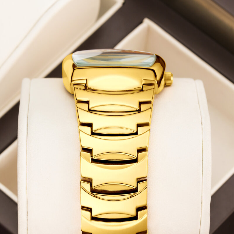 Yalusi jam tangan pria wanita, arloji Pasangan 1 pasang kotak emas mewah penghilang Ion lapisan emas 2024