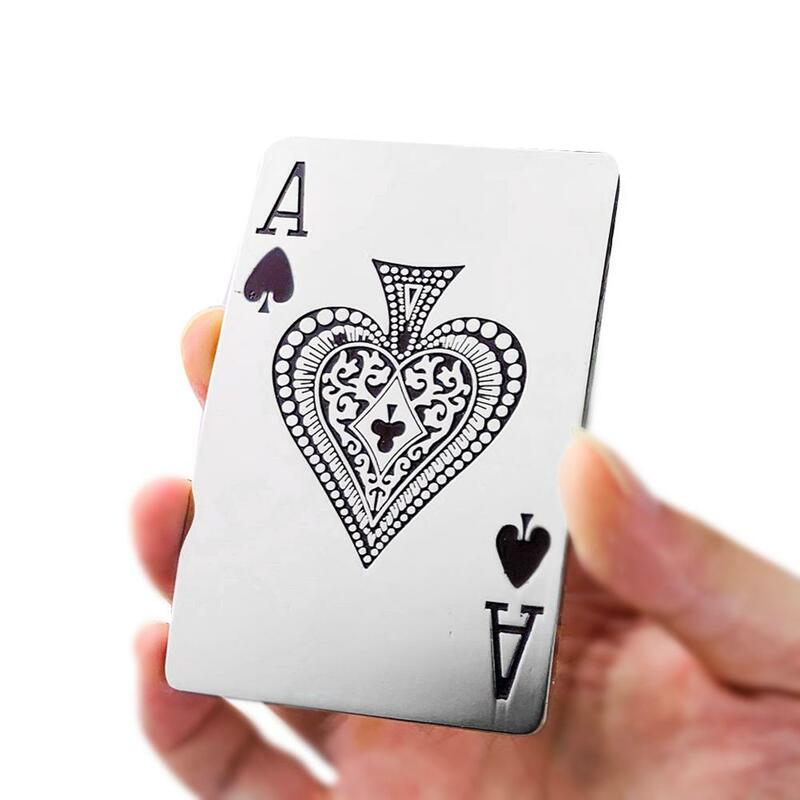 Sabuk baja tahan karat sekop permainan rekreasi Poker gesper Ace Las Vegas Cardplayer Beruntung Jeans Pria sabuk kulit gesper
