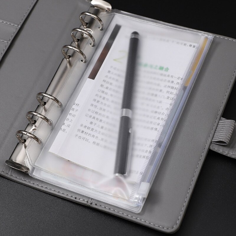 A5 A6 pengikat Notebook PVC bening transparan, 10 buah/set A5 A6 ukuran Notebook Binder longgar daun tas kertas isi ulang