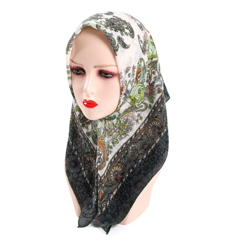 여성용 사각 스카프 디자인 히잡 머리띠, 무슬림 머리스카프, 반다나, 여름 숄 랩, 풀라드 에샤르페, 70x70cm