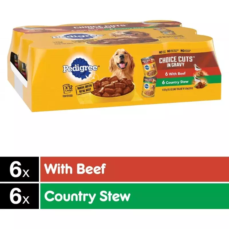Pedigree kaleng pilihan memotong saus anjing basah Pak berbagai makanan, 13.2 Oz (12 Pak)