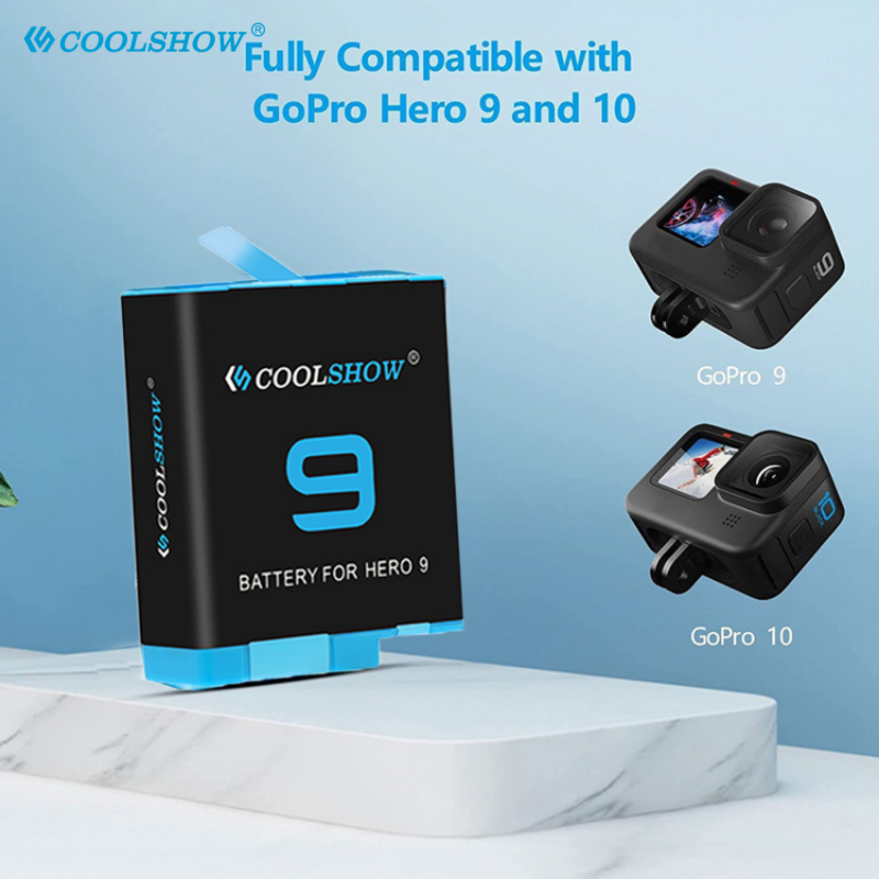 Battery for Gopro Hero 9 Black Batteries Camera Accessories / 1800mAh for Gopro Hero 10 Battery Charger