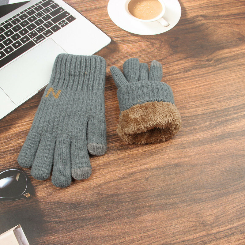 New Cashmere Gloves Winter Warm Five Finger Mittens Touchable Men Office Outdoors Cycling Motorcycle Cold-Proof Fingering Glove