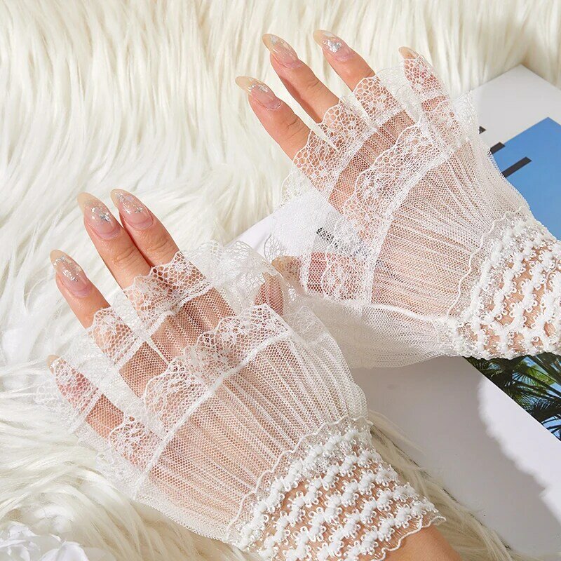 Nail photography props lace bow cuffs Nail art Handheld pleated fake sleeves posing for Manicure Photo background Showing Tools