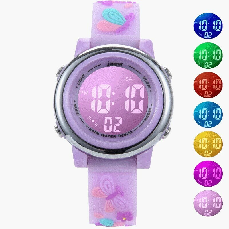 UTHAI C12 reloj deportivo multifuncional para niños y niñas, despertador impermeable con dibujos animados, relojes electrónicos LED
