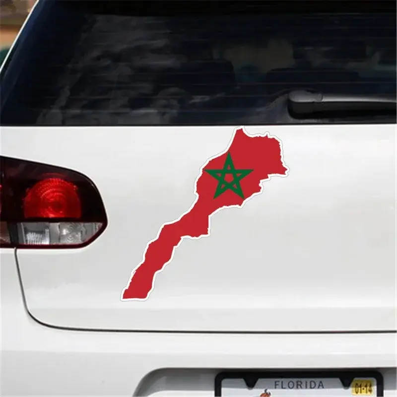 Penutup Decal vinil stiker bendera peta nasional Maroko kepribadian Aksesori goresan mobil mode gores, 10cm