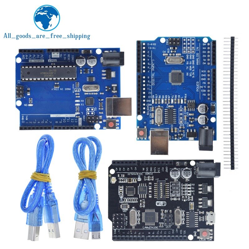 UNO R3 papan pengembangan ATMEGA328P CH340/Compatible kompatibel UNTUK Arduino dengan kabel R3/R4 UNO Proto Shield papan ekspansi