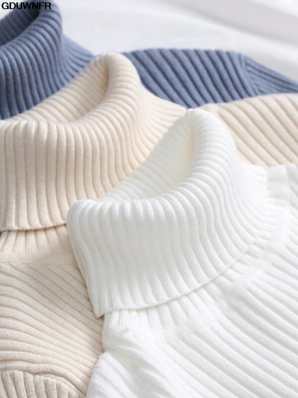 Женский мягкий кашемировый свитер, базовый вязаный пуловер с высоким воротником, Осень-зима 2023
