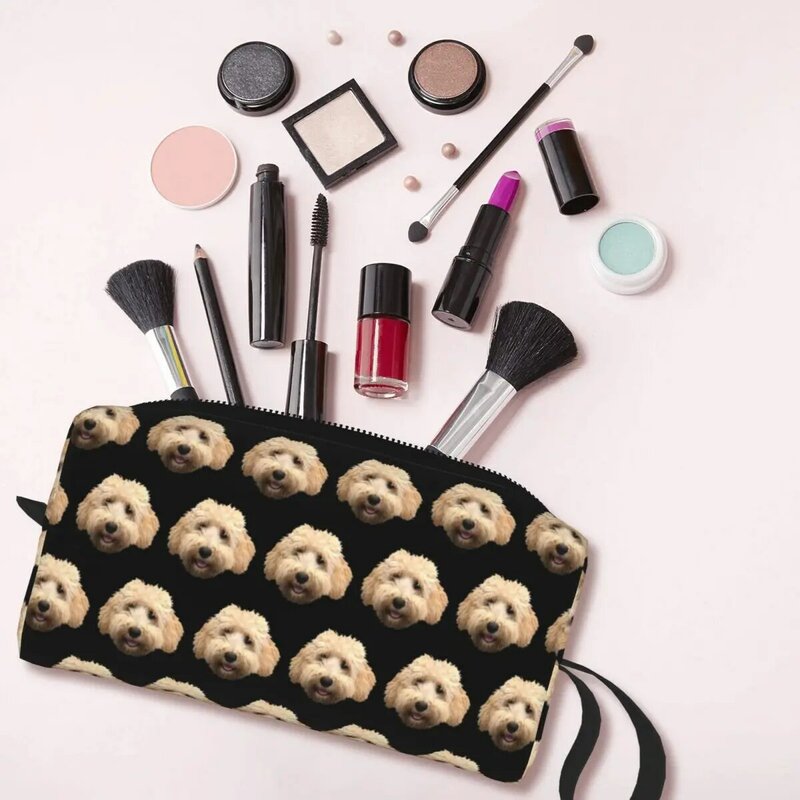 Rosie The Goldendoodle Grey Makeup Bag, Organizador de cosméticos, Kit Dopp, Saco de higiene pessoal, Mulheres Beauty Travel Pencil Case