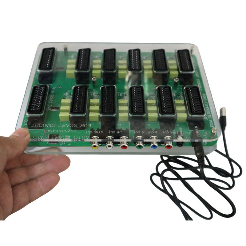 Automático RGBS Video Converter Switcher Board, Versão de atualização, Distribuidor EUR Scart, 10 Entrada 1 Saída, MD/sfc/ps123/ss/dc/wii