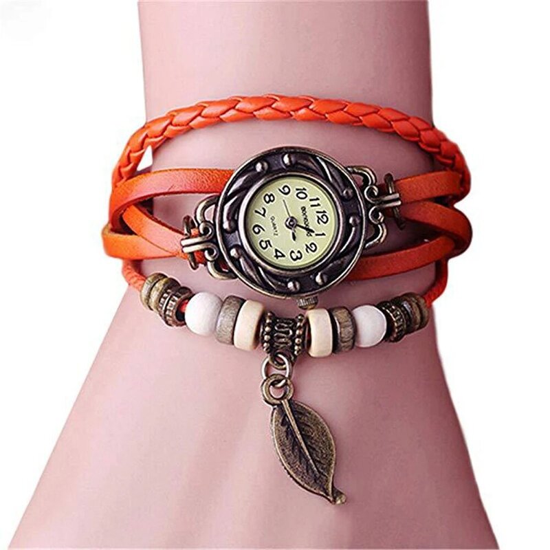 Relojes de vestir elegantes para mujer, relojes de pulsera Vintage, banda Leatcher, esfera pequeña, reloj de cuarzo femenino