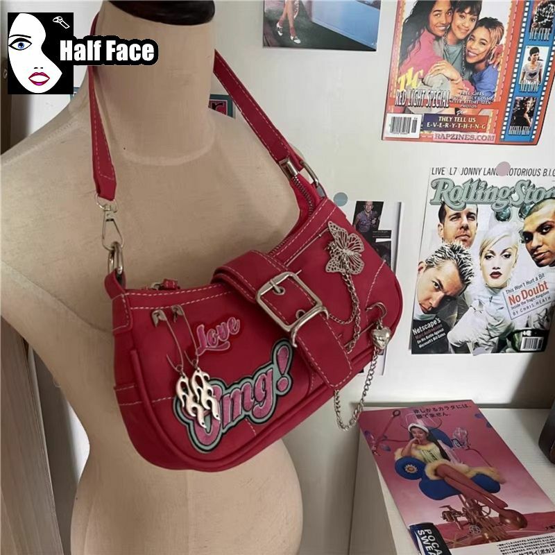 Y2K острая женская готическая сумка через плечо в стиле Харадзюку для девушек в стиле панк на одно плечо продвинутый дизайн сумки через плечо в стиле "Лолита"