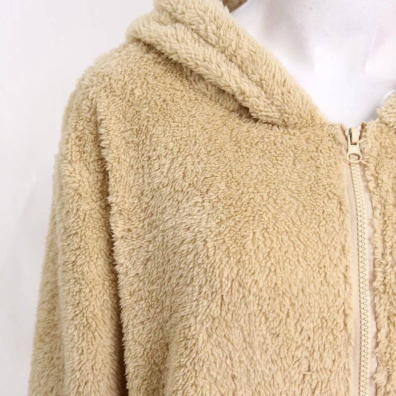 Casaco de pele sintética para mulheres, casaco de pelúcia, casaco de manga comprida grosso e quente, pelúcia, cardigã feminino, outono e inverno, 2023