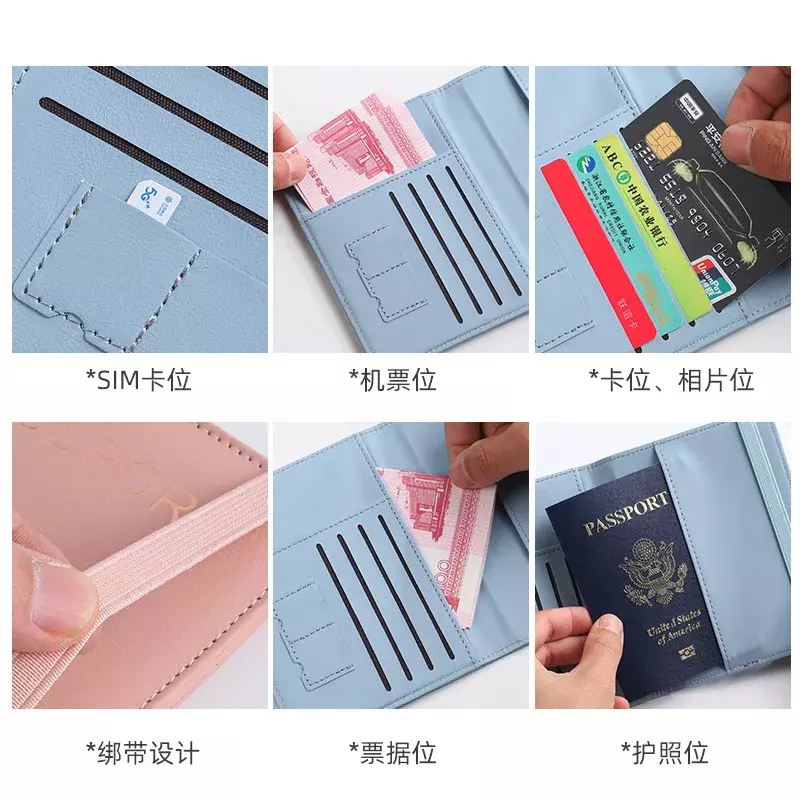 Passport Covers Women Men Letter Print Passport Holder Flight Ticket Clips ID Bank Credit Card Holder Passport Travel Organizer