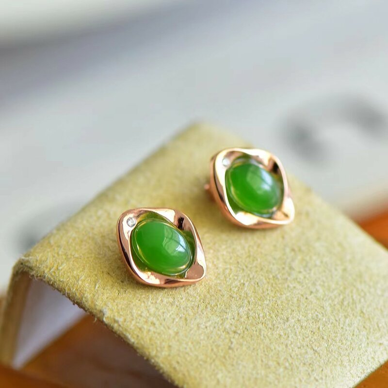 S925 Silber eingelegte Jaspis Ohr stecker natürliche Hetian Jade Ohrringe Mode Frauen fort geschrittenen Schmuck Luxus Charme Schmuck Geschenke