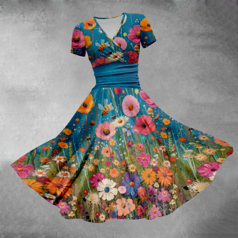 Sommerkleid stilvolle Luxus Retro Blumen Abendkleider Frauen Party Maxi kleid Strand Mädchen Vestido elegante Robe neue Kleider 2024