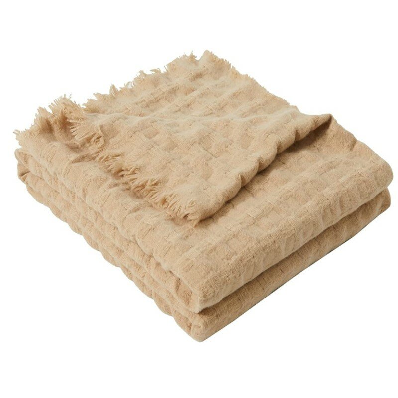 Inyahome ao ar livre waffle tecer lance cobertor nordic luxo malha chique boêmio cobertores para cama, sofá, cadeira confortável casa