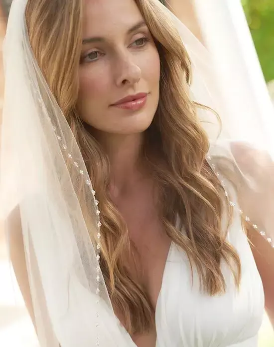 White Lvory 1 Tier Fingertip Wedding Veils Crystal Pearls Cut Edge velo da sposa con pettine Bridal Vail Mariage accessori Deco