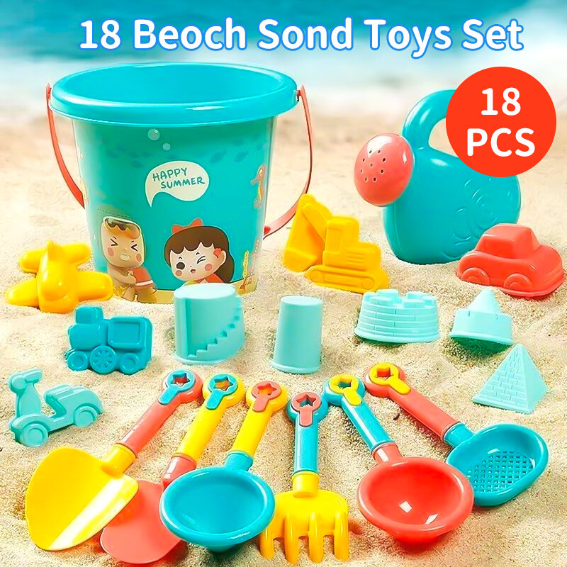 Mainan pantai bayi untuk anak-anak bayi menggali pasir sekop plastik ember ketel air bermain mainan musim panas permainan pantai mainan anak-anak